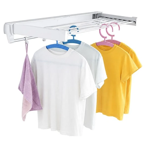 Sunup SN-37717 Katlanabilir Çamaşır Askılığı Duvara Monte Gizli Balkon Akordeon Kurutma Beyaz ürün görseli 1