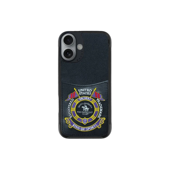 Santa Barbara Polo Racquet Club iPhone 16 Kılıf Abner İçi Süet Nakış Desenli Kartvizitli Kapak ürün görseli 1