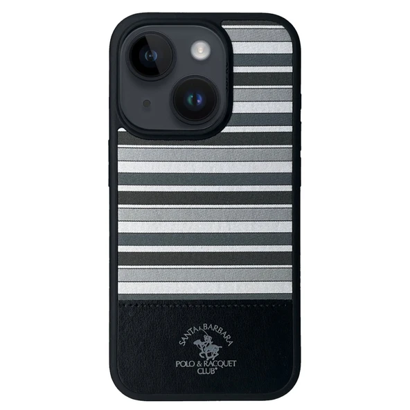 Santa Barbara Polo Racquet Club iPhone 15 Kılıf Isaac Süet Pu Deri Çift Desenli Kapak ürün görseli 1