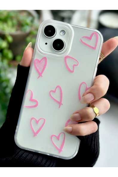 ARTEBA Global iPhone 13 Pro Şeffaf Kalp Desenli Premium Lansman Telefon Kılıfı ürün görseli 1