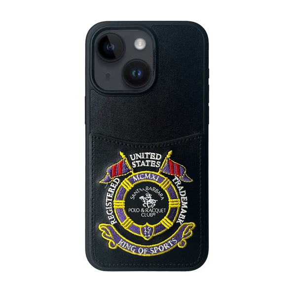 Santa Barbara Polo Racquet Club iPhone 15 Kılıf Abner İçi Süet Nakış Desenli Kartvizitli Kapak ürün görseli 1