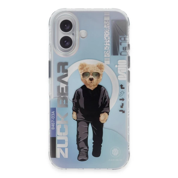 ZuckBear iPhone 16 Kılıf Berlin Boss Hologramlı Mekanik Tuşlu M-Safe Şarja Uygun Kapak ürün görseli 1