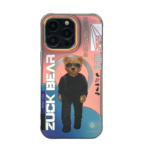 ZuckBear iPhone 15 Pro Kılıf Berlin Boss Hologramlı Mekanik Tuşlu M-Safe Şarja Uygun Kapak ürün görseli 1
