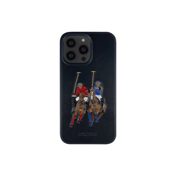 Santa Barbara Polo Racquet Club iPhone 13 Pro Kılıf Jockey 3Boyutlu PU Deri İçi Süet Kapak ürün görseli 1