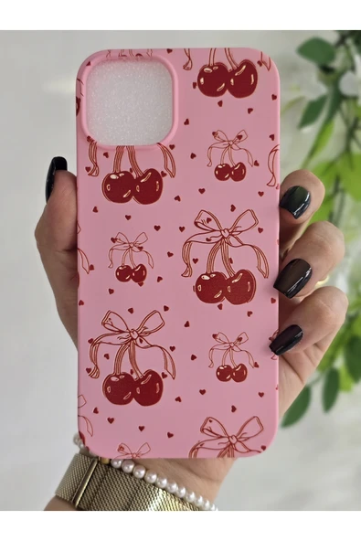 ARTEBA Global iPhone 14 Pro Max Pembe Kiraz Desenli Premium Lansman Telefon Kılıfı ürün görseli 1