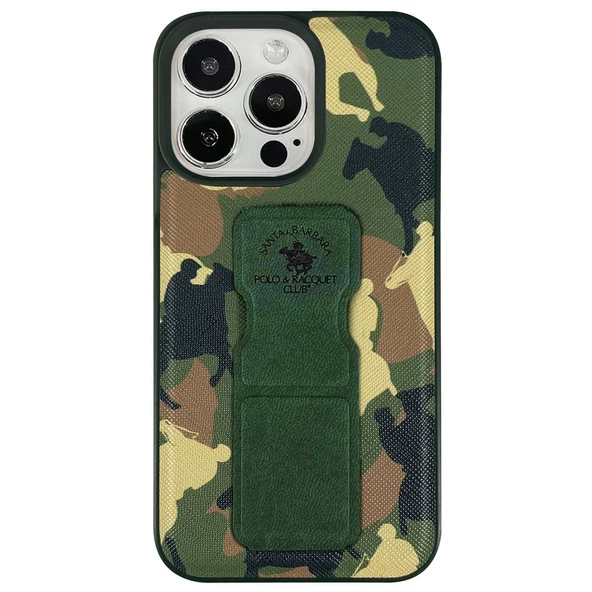 Santa Barbara Polo Racquet Club iPhone 13 Pro Max Kılıf Z Standlı Desenli PU Deri Enos Kapak ürün görseli 1