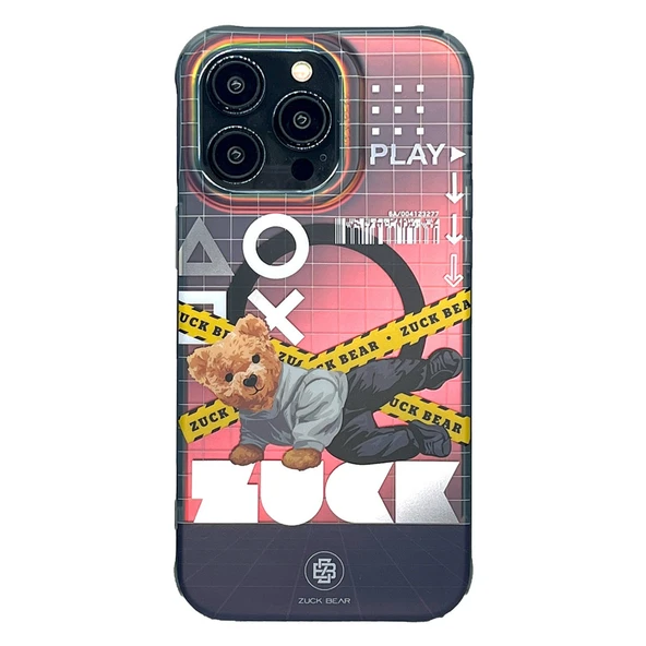 ZuckBear iPhone 15 Pro Kılıf Hologramlı Mekanik Tuşlu M-Safe Şarja Uygun New York Never Sleeps Kapak ürün görseli 1