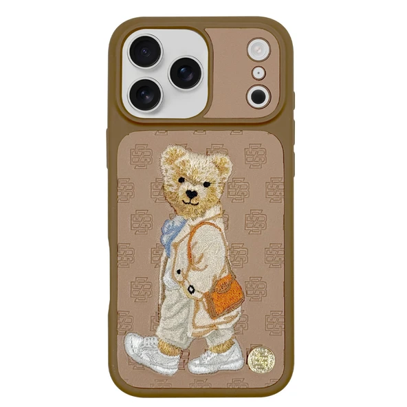 ZuckBear  iPhone 17 Pro Kılıf 3D PU Deri Nakışlı Gentleman Paris Kapak ürün görseli 1
