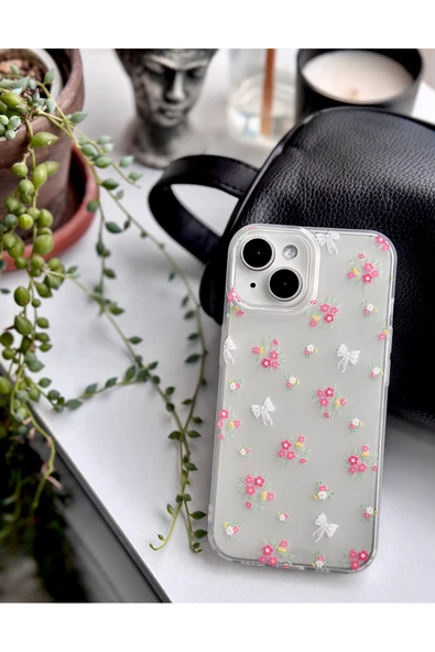 ARTEBA Global iPhone 11 Pro Max Şeffaf Papatya ve Kurdele Desenli Premium Lansman Telefon Kılıfı ürün görseli 1