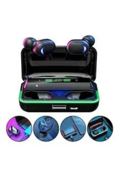 BRNKCMAZ RGB Işıklı Bluetooth 5.1 Kablosuz Kulaklık - Dijital Ekranlı, Powerbank Şarj Kutulu Kulaklık