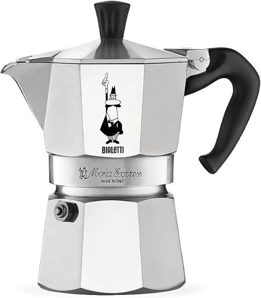 Bialetti - Moka Express 3 Cups Ocak Üstü Espresso Pişirici - 130ml - Gümüş Renk ürün görseli 1
