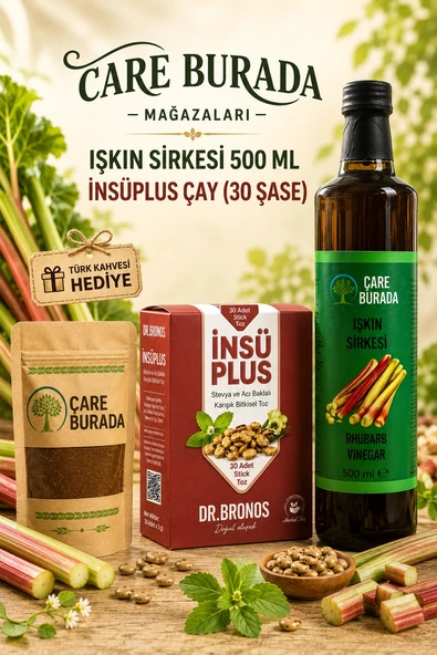 İNSÜ Direnci Seti {İnsüplus Çay (30 Şase) & Işgın Sirkesi 500 Ml} (Türk Kahvesi Hediye) ürün görseli 1