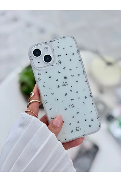 ARTEBA Global iPhone 11 Pro Max Şeffaf Kedi Balık Müzik Notalı Desenli Premium Lansman Telefon Kılıfı ürün görseli 1
