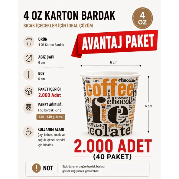 4 oz 2.000 Adet AVANTAJ PAKET Karton Bardak Kullan At Çay Ve Kahve Bardağı ürün görseli 1
