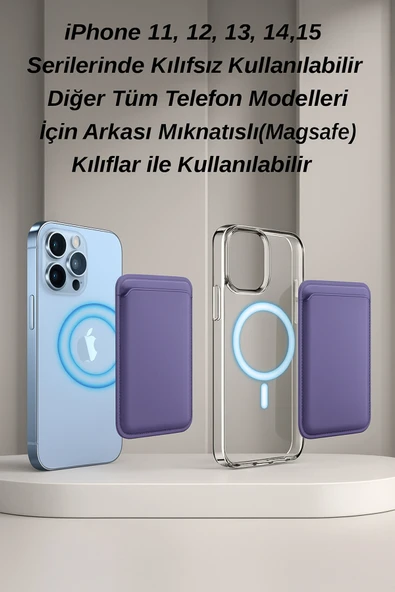 CAMCI İphone Ve Diğer Megsafe Özellikli Telefon ve Telefon Kılıflarıyla Uyumlu Deri Kartlık Cüzdan. ürün görseli 1
