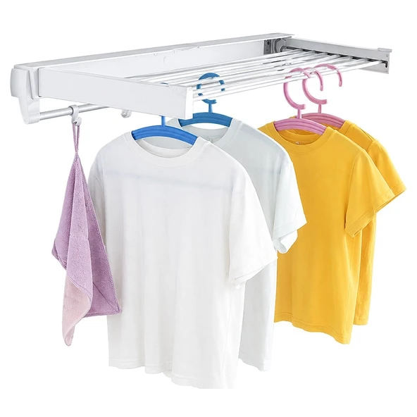 Sunup SN-37717 Katlanabilir Çamaşır Askılığı Duvara Monte Gizli Balkon Akordeon Kurutma Beyaz ürün görseli 1