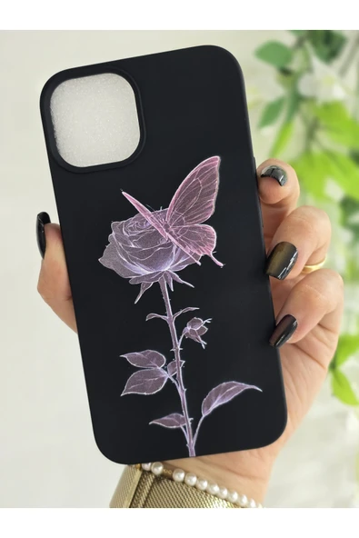 ARTEBA Global iPhone 13 Gül Kelebek Desenli Premium Lansman Telefon Kılıfı ürün görseli 1