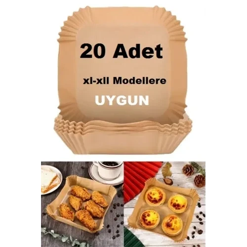 Büyük Boy Air Fryer Fritöz Pişirme Kağıdı 20 Adet ürün görseli 1