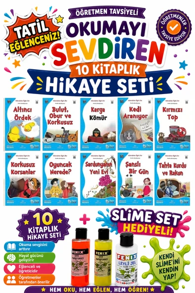 1. Sınıf Öğretmen Tavsiyeli Okumayı Sevdiren 16 Sayfa 10 Kitaplık Hikaye Seti-2 (Slime Set Hediyeli) ürün görseli 1