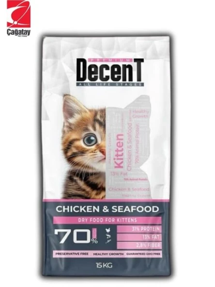 Decent Kitten Tavuklu ve Balıklı Yavru Kedi Maması 15 Kg - Sağlıklı ve Dengeli Beslenme ürün görseli 1