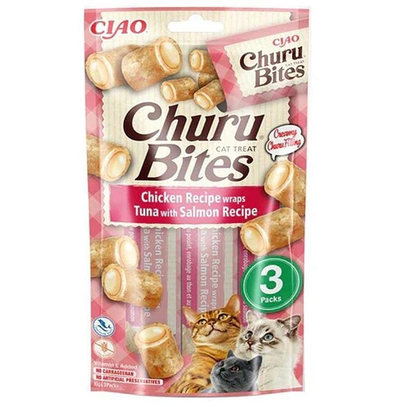 Cıao Churu Bites Tavuk Sargılı Ton Balıklı ve Somonlu Kedi Ödül Maması 10 Gr (3'lü) ürün görseli 1