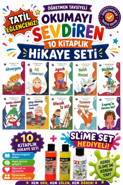 1. Sınıf Öğretmen Tavsiyeli Okumayı Sevdiren 16 Sayfa 10 Kitaplık Hikaye Seti (Slime Set Hediyeli) ürün görseli 1