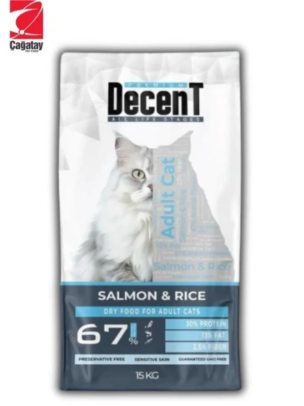 Decent Somonlu ve Pirinçli Yetişkin Kedi Maması 15 Kg - Sağlıklı ve Dengeli Beslenme ürün görseli 1