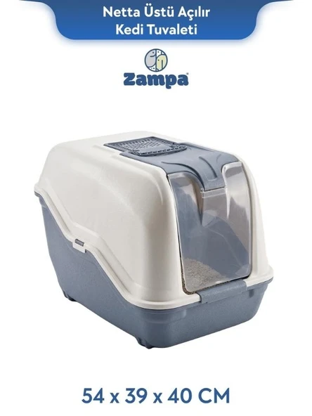 Zampa Plus Netta Üstü Açılır Kedi Tuvaleti 54x39x40 cm(ZIT-3089) ürün görseli 1