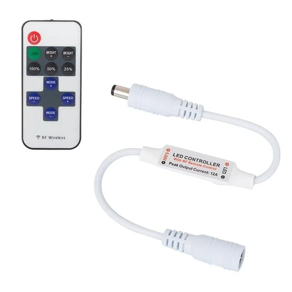 PowerMaster PM-4354 RF Uzaktan Kumandalı Şerit LED Dimmer Kontrol Cihazı (5-24V 12A) ürün görseli 1