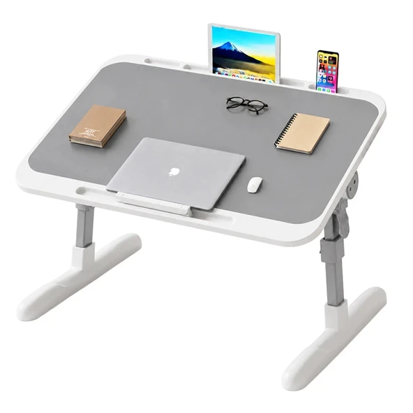 Sunup SN-29698 Çok Fonksiyonlu Katlanabilir Yatak Koltuk Laptop Masası Yükseklik ve Açı Ayarlı Gri 60x40cm ürün görseli 1