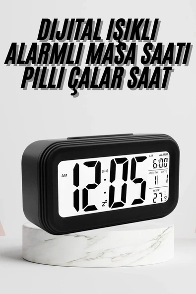Dijital Masa Saati Termometre Takvim Led Ekran Pilli Ev Ofis Masası ürün görseli 1