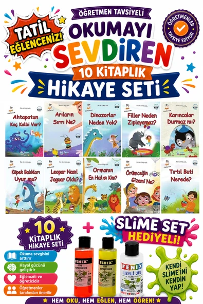 1. Sınıf Öğretmen Tavsiyeli Okumayı Sevdiren 16 Sayfa 10 Kitaplık Hikaye Seti-4 (Slime Set Hediyeli) ürün görseli 1