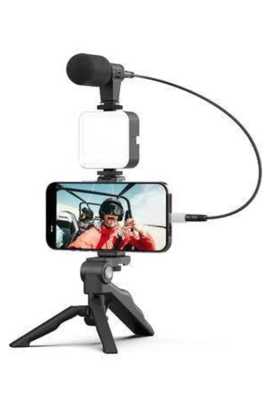 Video Making Kit Telefon Tutucu Vlog Video Mini Led Işıklı - Resim 3