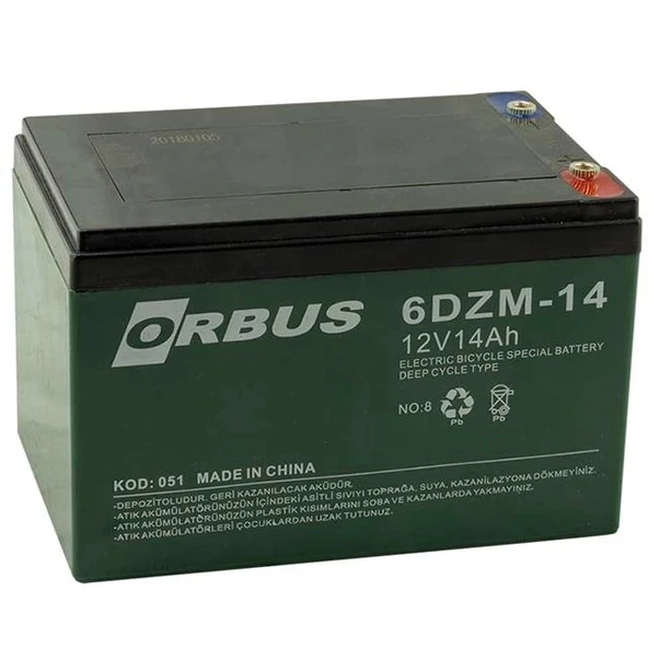 Orbus KIJO 12 Volt 14 Amper Elektrikli Bisiklet Aküsü (150x97x95 Mm) ürün görseli 1