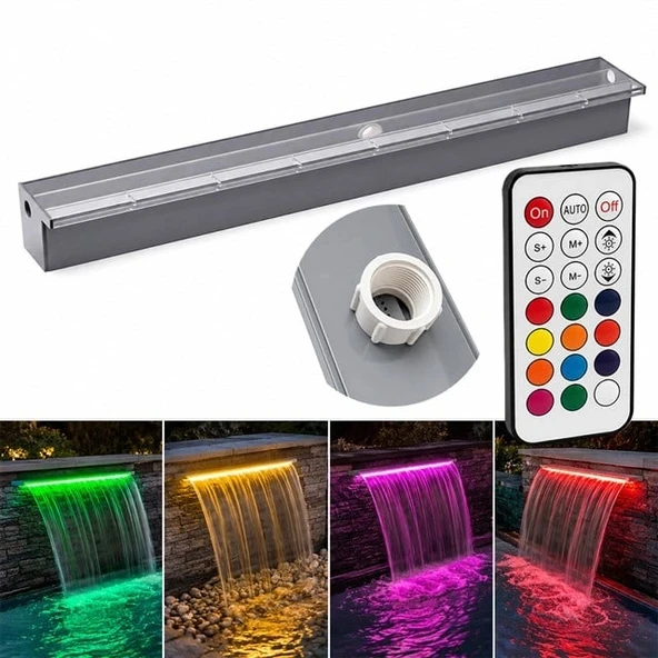 Powermaster PM-37796 Havuz ve Bahçe Şelale Başlığı 150cm RGB LED'li Uzaktan Kontrollü ürün görseli 1