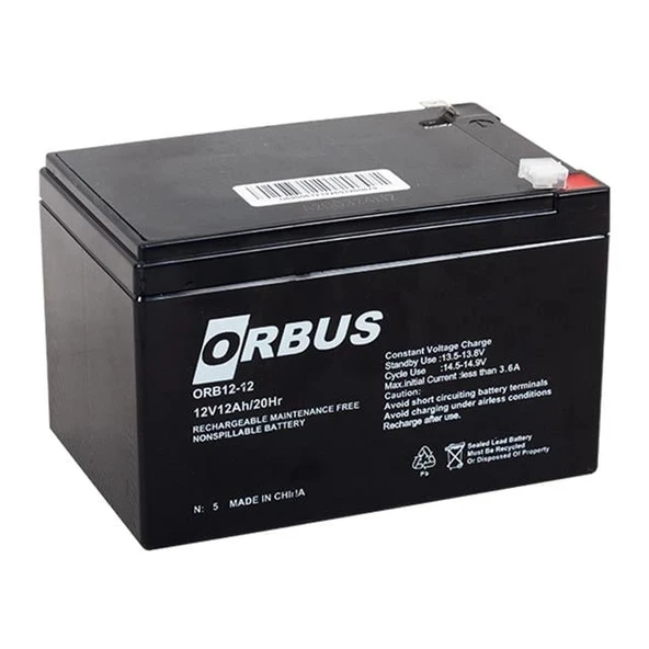 Orbus ORB12-12 12 Volt 12 Amper Kuru Akü (151X98X95 Mm) ürün görseli 1