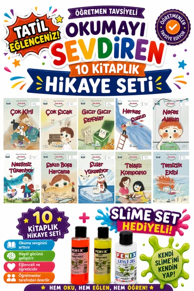 1. Sınıf Öğretmen Tavsiyeli Okumayı Sevdiren 16 Sayfa 10 Kitaplık Hikaye Seti-7 (Slime Set Hediyeli) ürün görseli 1