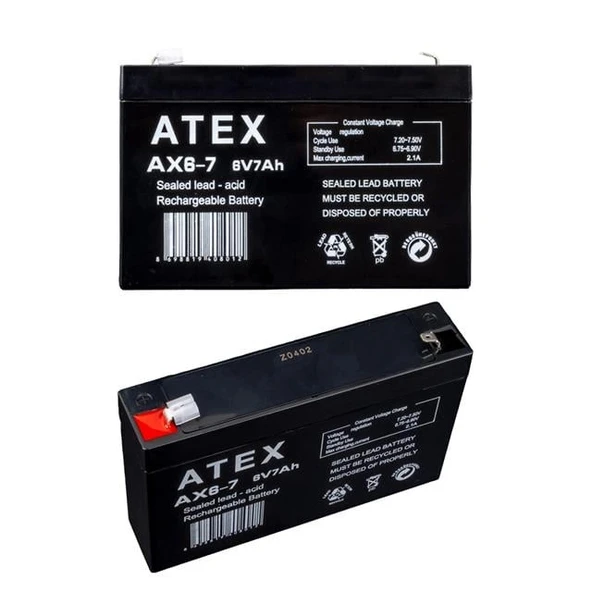 Atex 6 Volt - 7 Amper Akü (150 x 50 x 94 mm) ürün görseli 1