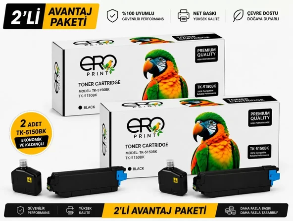Kyocera ECOSYS P6035cdn Siyah Muadil Toner - 2'li Avantaj Paket ürün görseli 1