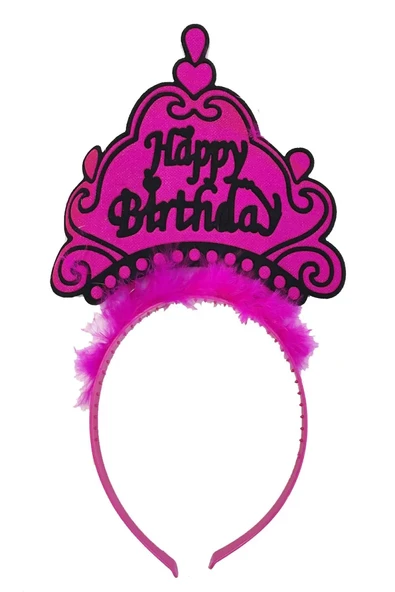 Happy Birthday Neon Fuşya Renk Doğum Günü Tacı 24x15 cm ürün görseli 1