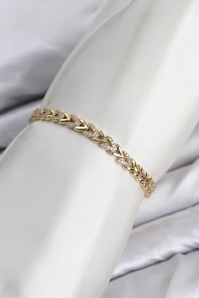 CM Model Zirkon Taşlı VIP Seri Gold Renk Pirinç Kadın Bileklik TJ-BB8603 ürün görseli 1