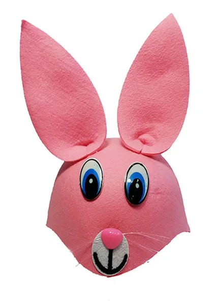 Pembe Renk Kulaklı Tavşan Şapkası Hayvan Şapkası ürün görseli 1