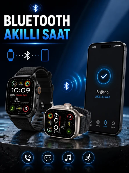 Akıllı Saat Bluetooth Bağlantılı Adımsayar Alarm Ve Hatırlatıcı Çağrı Cevaplama ürün görseli 1