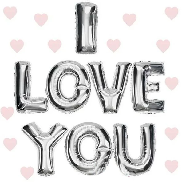 I Love You Folyo Balon Gümüş Renk 35 CM ürün görseli 1