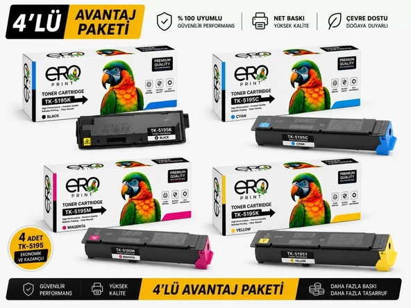 Kyocera TK-5195 4 Renk Muadil Toner Set ürün görseli 1