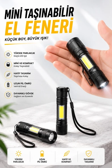 Işıldak El Feneri Kamp Lambası Mini Taşınabilir Acil Durum Lambası Fener Led Işık ürün görseli 1