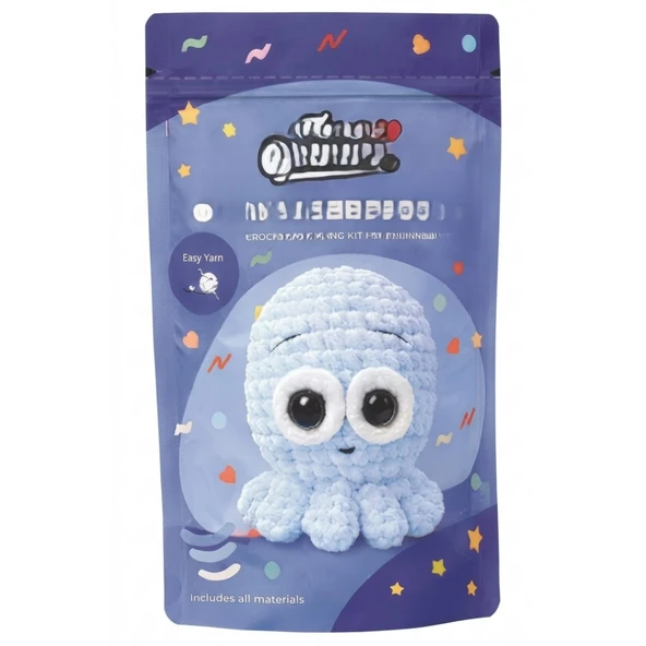 Yeni Başlayanlar İçin Ahtapot Amigurumi Örgü Kiti ürün görseli 1