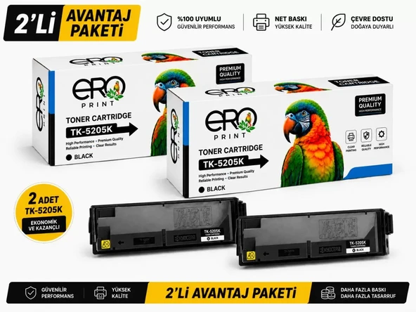 Kyocera TK-5205K Siyah Muadil Toner - 2'li Avantaj Paket ürün görseli 1
