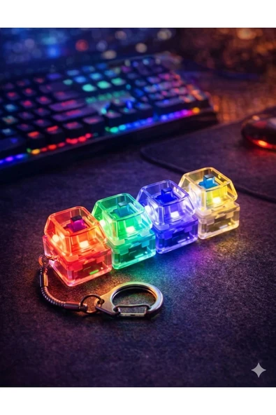 4Lü Işıklı Clicker Sesli Clik Tuşlu Hediyelik Stres Anahtarlık (Karışık Renk) ürün görseli 1