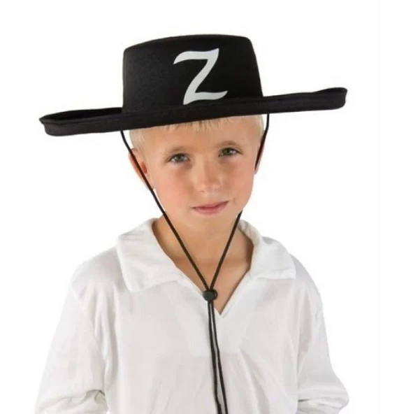 Z Logolu Çocuk Boy Bağcıklı Zorro Şapkası ürün görseli 1